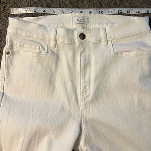 Ann Taylor Loft Outlet white denim jeans flare crop cut size 10